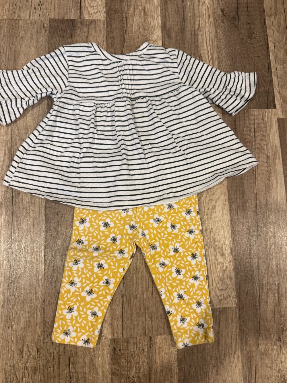Striped Baby Tunic and Yellow Floral Leggings Set